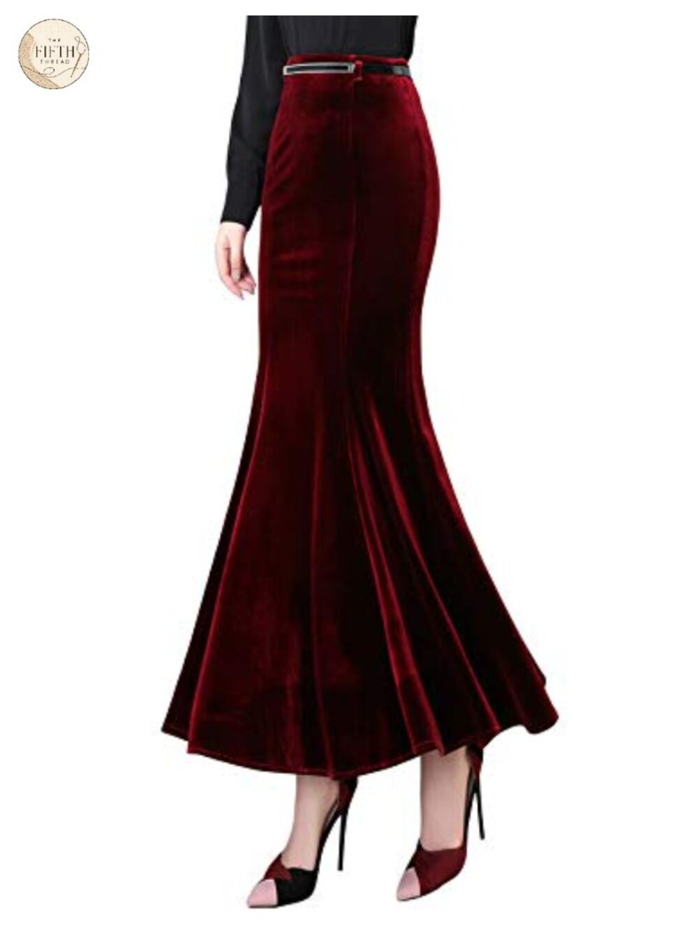 High Waist Velour Mermaid Maxi Skirt Fishtail Evening Party